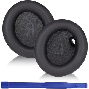 Allecto Plus - Vervangende Oorkussens van Premium Eiwitleer - Geluidsdicht Traagschuim - Zwart - Anker Space One Compatibel