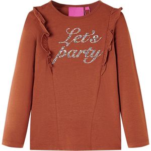 vidaXL - Kindershirt - met - lange - mouwen - 92 - cognackleurig