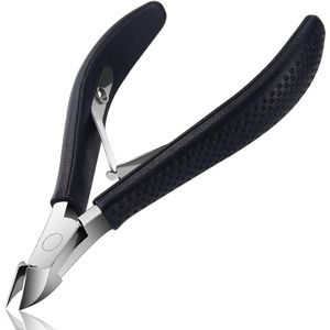 Sander Shop Professionele nagelriemtang, scherpe nagelriemsnijder, huidtang, nagelriemverwijderaar, roestvrij staal, nagelriemschaar, fijn voor verwijdering met siliconen handvat, voor manicure (9 mm)-Zwart