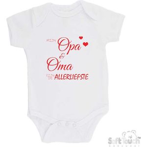 100% katoenen Romper ""Mijn opa & oma zijn de allerliefste"" Unisex Katoen Wit/rood Maat 68/74