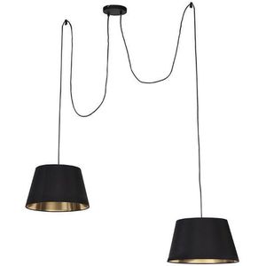 QAZQA lofty - Moderne Hanglamp met kap voor boven de eettafel | in eetkamer - 2 lichts - L 1900 mm - Zwart - Woonkamer | Slaapkamer | Keuken