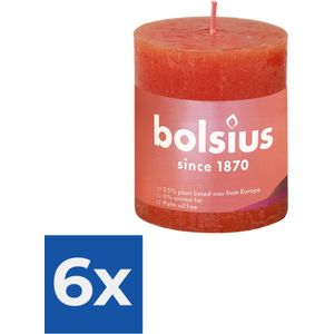 Bolsius Stompkaars Earthy Orange Ø68 mm - Hoogte 8 cm - Oranje - 35 branduren - Voordeelverpakking 6 stuks