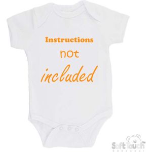100@ katoenen Romper ""Instructions not included"" Unisex Katoen Wit/mosterd Maat 62/68