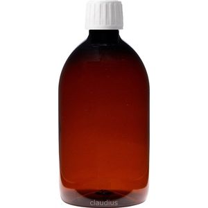 Lege plastic fles 500 ml PET apothekersfles amber - met witte verzegeldop - set van 10 stuks - navulbaar - leeg