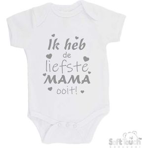 100% katoenen Romper ""Ik heb de liefste MAMA ooit!"" Moederdag Unisex Katoen Wit/grijs Maat 56/62