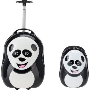 Kinderkoffer met bijpassende Rugzak - Rugtas Kind - Hard Case Koffer -Handbagage-Kindertrolley-Panda