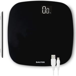 Milieuvriendelijke Oplaadbare Elektronische Weegschaal - USB Inclusief, 180kg Max Capaciteit, Curved Platform, Achtergrondverlichting