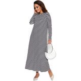 Trendyol Zwart-Witte Schouderknoop Gedetailleerde Gebreide Gestreepte Jurk Tctss23Eb00291