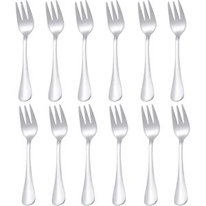 Taartvorken set - roestvrij staal - 12 stuks - zilver