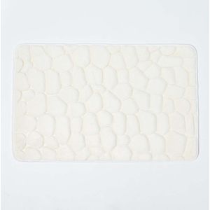 Homescapes Grijze en witte badmat van traagschuim in kiezeldesign, 50 x 80 x 1,3 cm