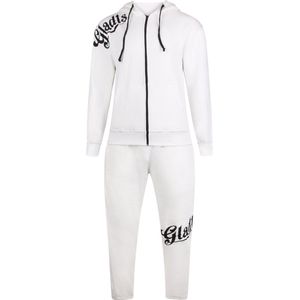 Gladts Joggingpak - IJS wit - Trainingspak volwassenen maat L - Trainingspak heren - Joggingbroek heren - Joggingpak heren - Huispak heren - Huispak heren volwassenen - Joggingpak heren volwassenen - Joggingpak jongens