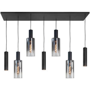 Highlight - Hanglamp Perugia 4+3 lichts L 130 cm zwart rook