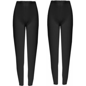 Dames katoenen legging/onderbroek hoge taille met kant 2 stuks L 40-42 zwart