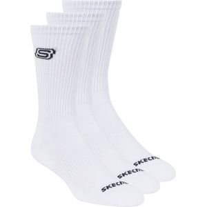 Skechers 1/2 Terry Ribbed Crew Unisex Sokken - Wit - One Size
