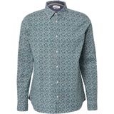 s.Oliver - Overhemd - Petrol/Wit - Slim Fit - Lange Mouw