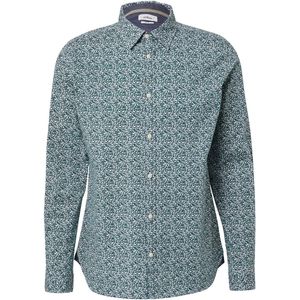 s.Oliver - Overhemd - Petrol/Wit - Slim Fit - Lange Mouw