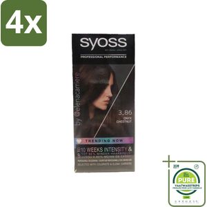 Syoss - Haarverf - 3-8 Donker Goudbruin - 1 Haarkleuring - Voordeelverpakking - 4 stuks - Haarverf - Permanente haarkleuring