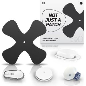 Not Just a Patch - X Patches - Black - 20 pack - For all CGM or Omnipod