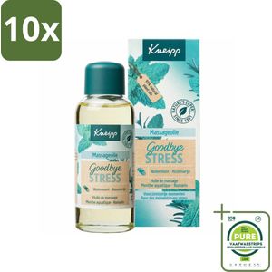 10 x Kneipp - Massageolie - Goodbye Stress - Watermunt & Rozemarijn - 100 ml - Grootverpakking - Massageolie - Ontspanning - Stressvermindering - Rozemarijn - Watermunt
