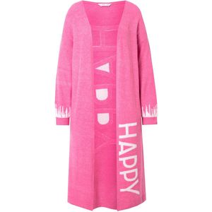 Angel of Style - Dames - Lang vest straight fit HAPPY-statements - Hibiscusrood - Maat 46+