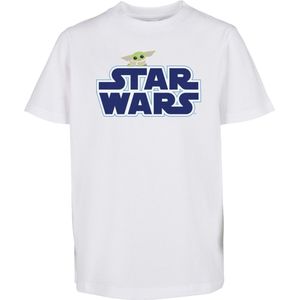 Mister Tee Star Wars - Blue Logo Kinder T-shirt - Kids 134 - Wit