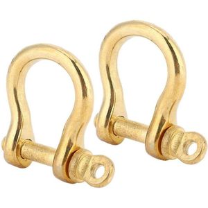 10 mm Ankerbeugel Puur Messing U-vormig Sleutelring Haak Gouden Verbindingsgesp - 2 Stuks
