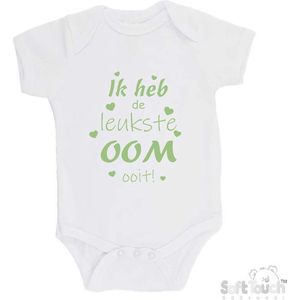 100% katoenen Romper ""Ik heb de leukste OOM ooit!"" Unisex Katoen Wit/sage green (saliegroen) 56/62