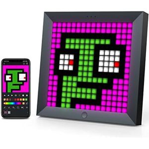 Gaming Accesoires voor Kamer - Gaming Decoratie - Gaming Accesoires voor Op Bureau - Pixoo Pixel Art digitale fotolijst met LED-Display - Zwart