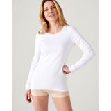 Damart - Thermolactyl T-shirt met lange mouwen, geborstelde fleece - Dames - Wit - XS