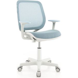 COSTWAY Kinderbureaustoel, 360 graden draaibaar, zithoogte 43-55 cm, in hoogte verstelbaar, ergonomisch met wieltjes, draaistoel, bureaustoel met rugleuningen en armleuningen, voor kinderen vanaf 6