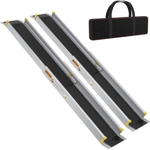 NAIZY 2 x rolstoelhelling 4FT telescopisch aluminium helling rolstoel draagvermogen 300 kg telescopische helling oprijplaat laadhelling verstelbaar draagbaar voor rolstoelen (74.5-122cm)
