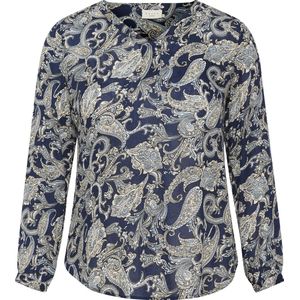 Kaffe Curve Blousetop met Paisleyprint Donkerblauw/ Creme