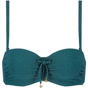 Cyell Voorgevormde Strapless Bandeau Bikinitop Flora Teal Petrol