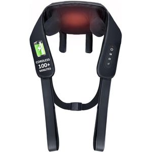 Draadloos Nek- en Rugmassageapparaat met Infraroodverwarming – 4D Kneedmassage voor Pijnverlichting