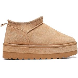 Smile Favorites® Dames Uggies - Pantoffels, Boots - Beige - Suedine - Maat 37 -