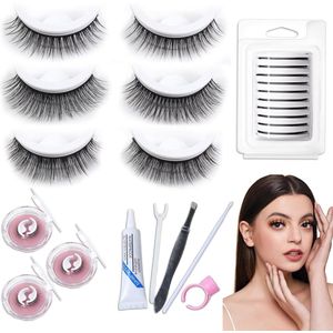 TRANKIELO® - Zelfklevende Valse Wimpers - Natuurlijke Look, Herbruikbaar en Waterproof - 10 Paren