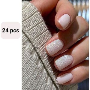 GUAPÀ® Plaknagels | 24 stuks valse nagels | Press On Nails | Nepnagels | Kunstnagels | Compleet plaknagels starterspakket | Nagels stickers | 24 stuks plaknagels Parelmoer