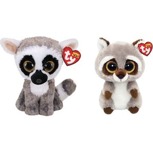 Ty - Knuffel - Beanie Boo's - Linus Lemur & Racoon