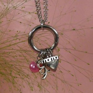 Jewellicious Designs Silver & Pink Mama ketting - kraamcadeau meisje - geboortecadeau - zilver roze