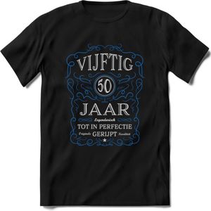 50 Jaar Legendarisch Gerijpt T-Shirt | Blauw - Grijs | Grappig Verjaardag en Feest Cadeau Shirt | Dames - Heren - Unisex | Tshirt Kleding Kado | - Zwart - XL
