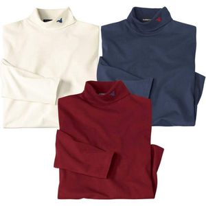 ATLAS FOR MEN - Set van 3 comfortabele coltruien - Heren - Verkrijgbaar in grote maten - XL