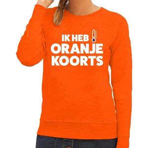 Oranje tekst sweater Ik heb Oranje koorts voor dames - Koningsdag kleding M