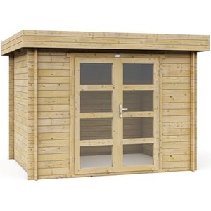 Interflex tuinhuis - blokhut - geïmpregneerd hout - inclusief dakbedekking - 300 x 250 cm - 325M