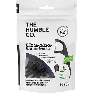 Plantaardige flossticks met actieve kool - milieuvriendelijk, veganistisch en suikervrij voor een frisse mond