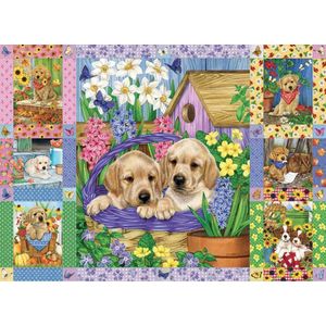 Cobble Hill puzzle 1000 pieces - Puppies and Posies Quilt