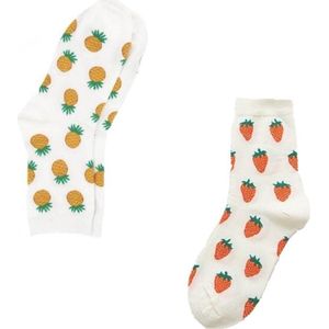 Binkie Socks Box | 2 paar Dames Sokken |Happy Fruit Socks met aardbei en ananas | Maat 39-42