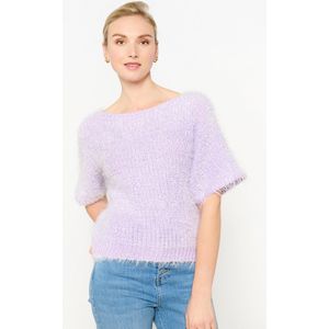 LolaLiza Fluffy trui met korte mouwen - F - Lilac - Maat L