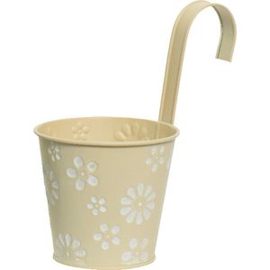 Decoris Bloempot ophangbaar - zink - 32 x 16 cm - creme