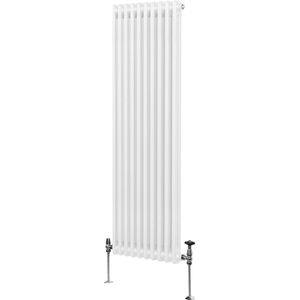 Monster Shop Traditionele Stijl 2 Kolom Verticaal Radiatoren - 1800 x 472mm - Hoogwaardig Carbon Staal - Hoge BTU Warmte Output - Inclusief Bevestigingskit & Borstel - 15 Jaar Garantie - Wit