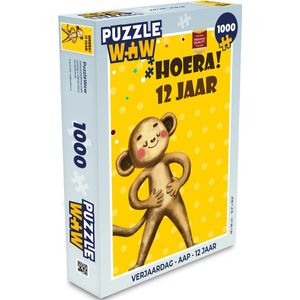 Puzzel Verjaardag - Aap - 12 jaar - Legpuzzel - Puzzel 1000 stukjes volwassenen